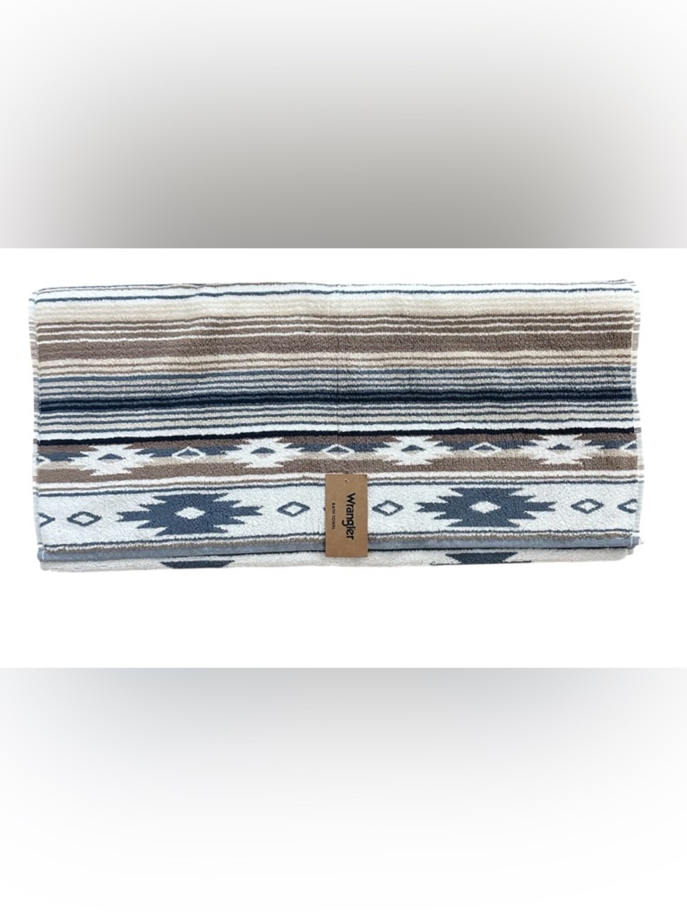 Wrangler Bath Towels Set of 2 Southwest Aztec Pattern Blue Brown NWT - Picture 4 of 4